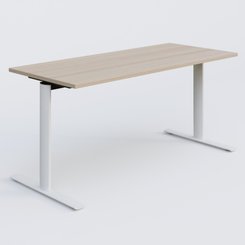 [Pas de famille] - [Pas de sous famille] - Module droit gamme Pure 160-70 cm. Plateau Acacia et pietement Blanc.