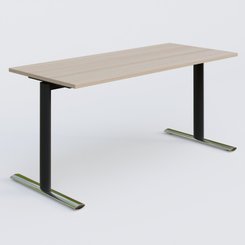 [Pas de famille] - [Pas de sous famille] - Module droit gamme Pure 160-70 cm. Plateau Acacia et pietement Noir/Chrome.