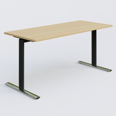 PURE - TABLES ABATTANTES - Module droit gamme Pure 160-70 cm. Plateau Chêne clair et pietement Noir/Chrome.