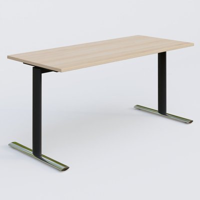 [Pas de famille] - [Pas de sous famille] - Module droit gamme Pure 160-70 cm. Plateau Hêtre et pietement Noir/Chrome.