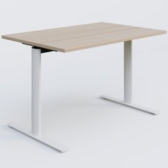 [Pas de famille] - [Pas de sous famille] - Module droit gamme Pure 120-80 cm. Plateau Acacia et pietement Blanc.
