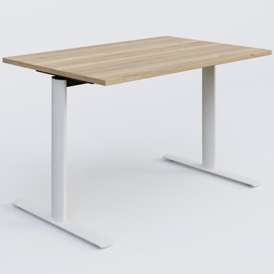 [Pas de famille] - [Pas de sous famille] - Module droit gamme Pure 120-80 cm. Plateau Chêne naturel et pietement Blanc.