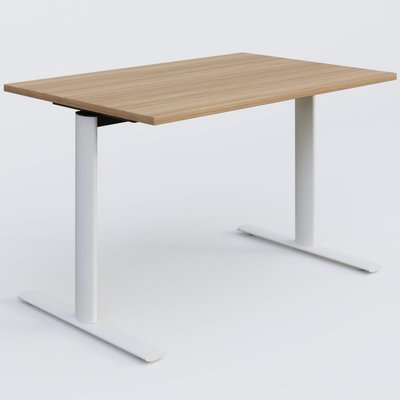 [Pas de famille] - [Pas de sous famille] - Module droit gamme Pure 120-80 cm. Plateau Noyer et pietement Blanc.
