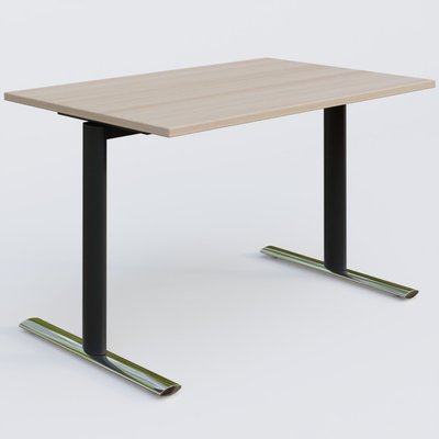 [Pas de famille] - [Pas de sous famille] - Module droit gamme Pure 120-80 cm. Plateau Acacia et pietement Noir/Chrome.