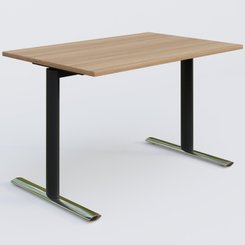 [Pas de famille] - [Pas de sous famille] - Module droit gamme Pure 120-80 cm. Plateau Noyer et pietement Noir/Chrome.