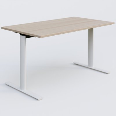[Pas de famille] - [Pas de sous famille] - Module droit gamme Pure 140-80 cm. Plateau Acacia et pietement Blanc.