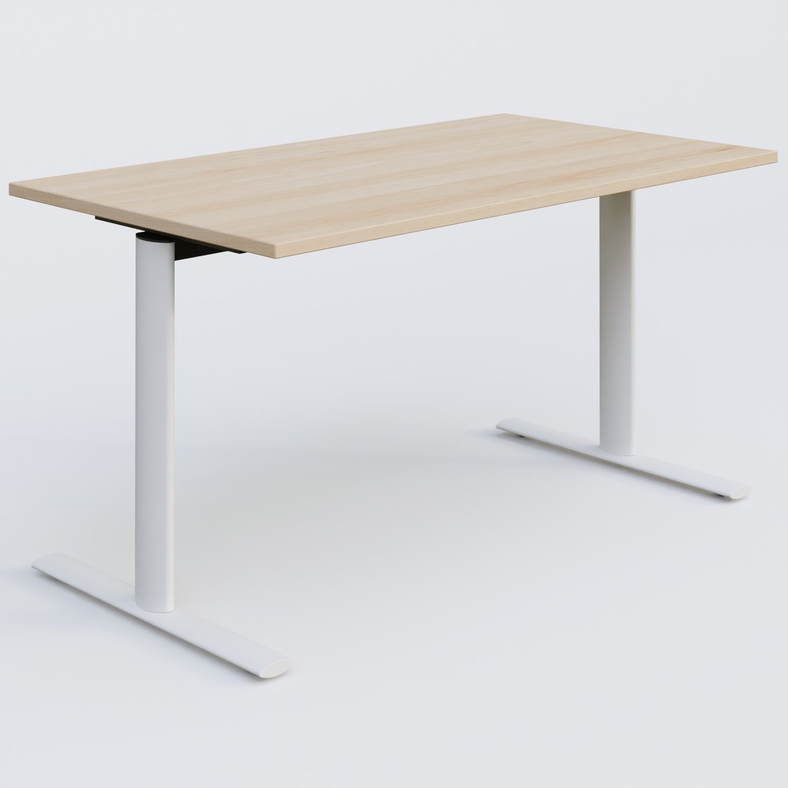 Module droit gamme Pure 140-80 cm. Plateau Hêtre et pietement Blanc.