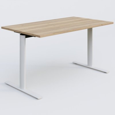 [Pas de famille] - [Pas de sous famille] - Module droit gamme Pure 140-80 cm. Plateau Chêne naturel et pietement Blanc.