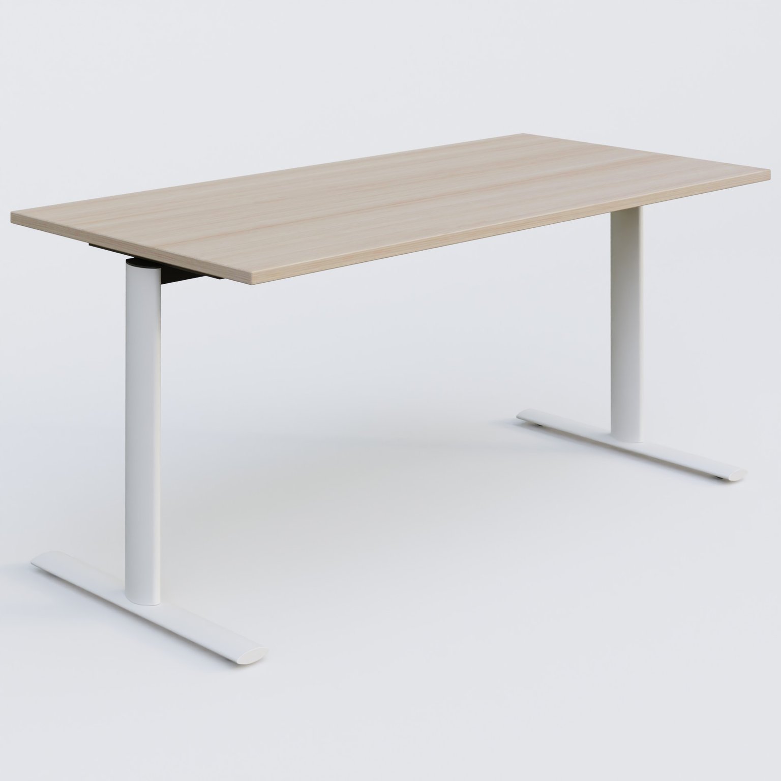 Module droit gamme Pure 160-80 cm. Plateau Acacia et pietement Blanc.