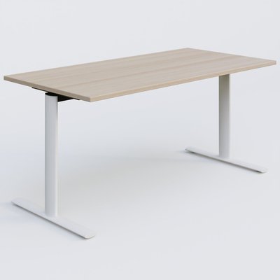 [Pas de famille] - [Pas de sous famille] - Module droit gamme Pure 160-80 cm. Plateau Acacia et pietement Blanc.