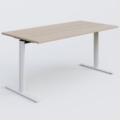 [Pas de famille] - [Pas de sous famille] - Module droit gamme Pure 160-80 cm. Plateau Acacia et pietement Blanc.