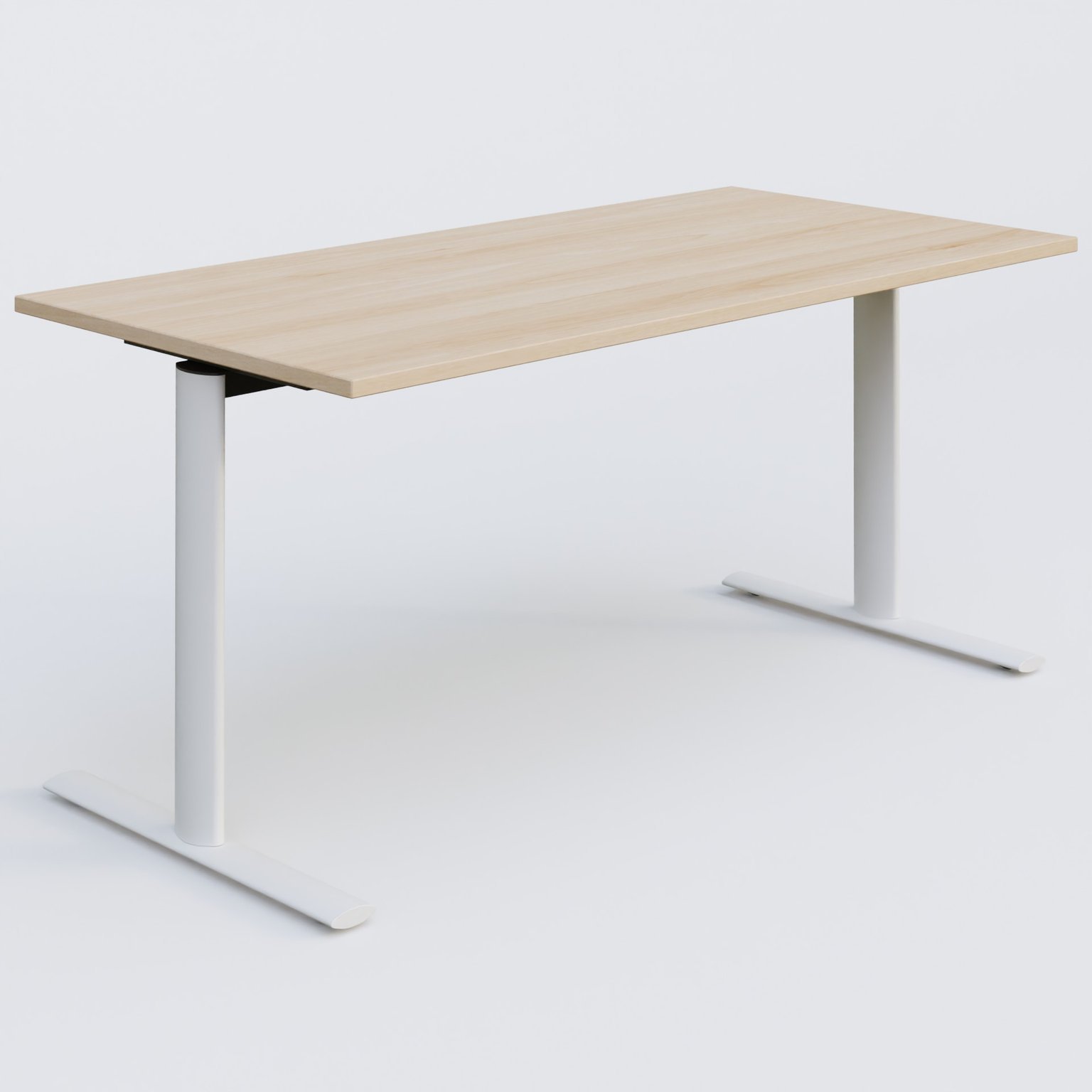 Module droit gamme Pure 160-80 cm. Plateau Hêtre et pietement Blanc.