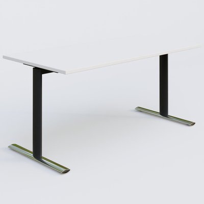 [Pas de famille] - [Pas de sous famille] - Module droit gamme Pure 160-80 cm. Plateau Blanc et pietement Noir/Chrome.