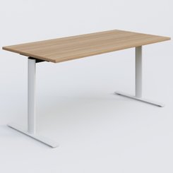 [Pas de famille] - [Pas de sous famille] - Module droit gamme Pure 160-80 cm. Plateau Noyer et pietement Blanc.