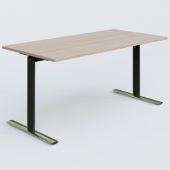 [Pas de famille] - [Pas de sous famille] - Module droit gamme Pure 160-80 cm. Plateau Acacia et pietement Noir/Chrome.