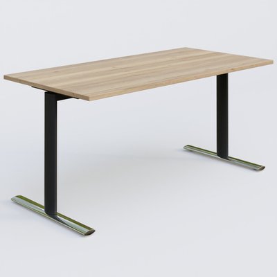 [Pas de famille] - [Pas de sous famille] - Module droit gamme Pure 160-80 cm. Plateau Chêne naturel et pietement Noir/Chrome.