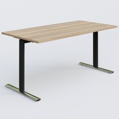 [Pas de famille] - [Pas de sous famille] - Module droit gamme Pure 160-80 cm. Plateau Chêne naturel et pietement Noir/Chrome.