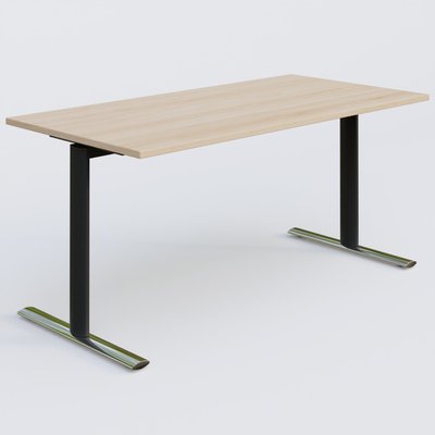 [Pas de famille] - [Pas de sous famille] - Module droit gamme Pure 160-80 cm. Plateau Hêtre et pietement Noir/Chrome.
