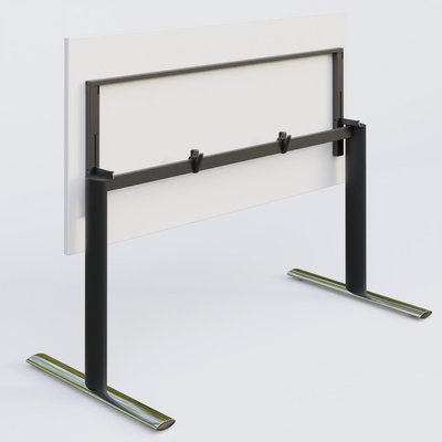 [Pas de famille] - [Pas de sous famille] - Module droit gamme Pure 160-80 cm. Plateau Blanc et pietement Noir/Chrome.