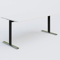 [Pas de famille] - [Pas de sous famille] - Module droit gamme Pure 180-80 cm. Plateau Blanc et pietement Noir/Chrome.
