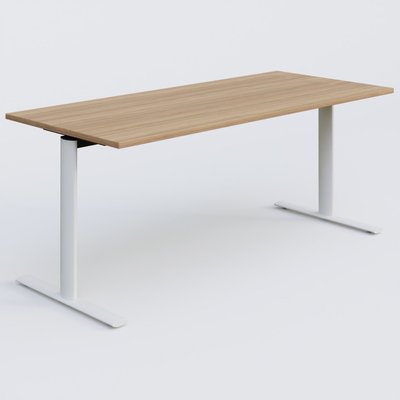 [Pas de famille] - [Pas de sous famille] - Module droit gamme Pure 180-80 cm. Plateau Noyer et pietement Blanc.