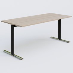 [Pas de famille] - [Pas de sous famille] - Module droit gamme Pure 180-80 cm. Plateau Acacia et pietement Noir/Chrome.