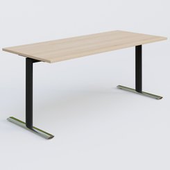 [Pas de famille] - [Pas de sous famille] - Module droit gamme Pure 180-80 cm. Plateau Hêtre et pietement Noir/Chrome.