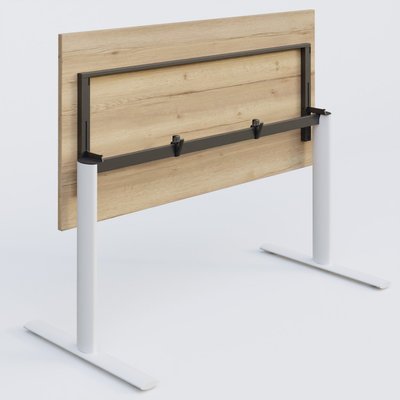 [Pas de famille] - [Pas de sous famille] - Module droit gamme Pure 180-80 cm. Plateau Chêne naturel et pietement Blanc.
