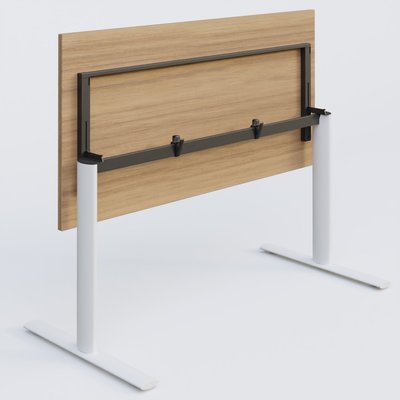 [Pas de famille] - [Pas de sous famille] - Module droit gamme Pure 180-80 cm. Plateau Noyer et pietement Blanc.