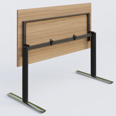 [Pas de famille] - [Pas de sous famille] - Module droit gamme Pure 180-80 cm. Plateau Noyer et pietement Noir/Chrome.