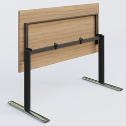 [Pas de famille] - [Pas de sous famille] - Module droit gamme Pure 180-80 cm. Plateau Noyer et pietement Noir/Chrome.