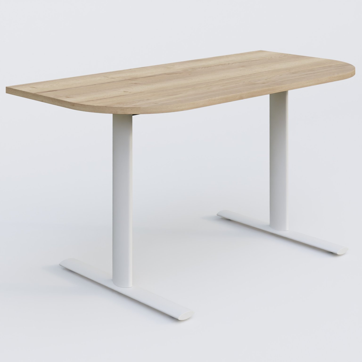 Module d'extrémité gamme Pure 145-70 cm. Plateau Chêne naturel et pietement Blanc.