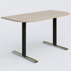 [Pas de famille] - [Pas de sous famille] - Module d'extrémité gamme Pure 145-70 cm. Plateau Acacia et pietement Noir/Chrome.