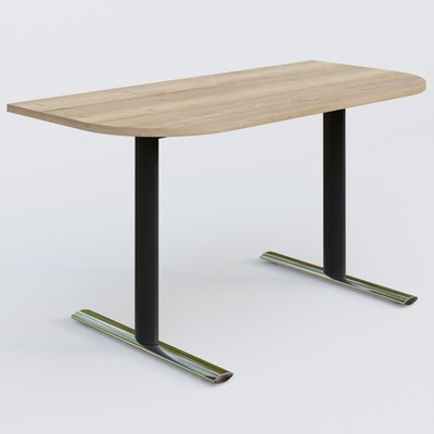 [Pas de famille] - [Pas de sous famille] - Module d'extrémité gamme Pure 145-70 cm. Plateau Chêne naturel et pietement Noir/Chrome.