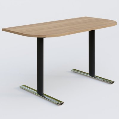 [Pas de famille] - [Pas de sous famille] - Module d'extrémité gamme Pure 145-70 cm. Plateau Noyer et pietement Noir/Chrome.