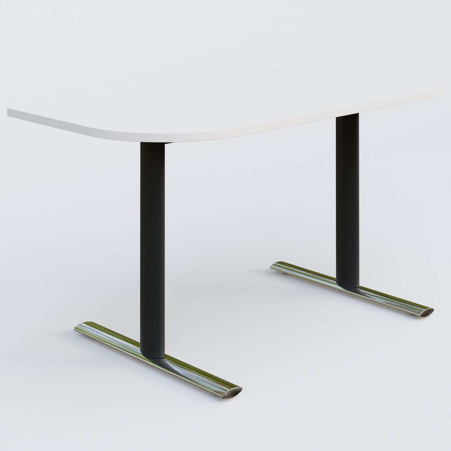 Module d'extrémité gamme Pure 145-70 cm. Plateau Blanc et pietement Noir/Chrome.