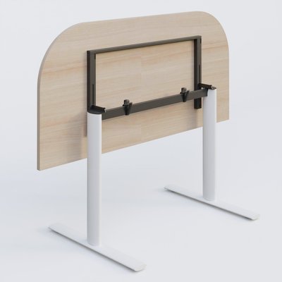 [Pas de famille] - [Pas de sous famille] - Module d'extrémité gamme Pure 145-70 cm. Plateau Acacia et pietement Blanc.
