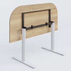 [Pas de famille] - [Pas de sous famille] - Module d'extrémité gamme Pure 145-70 cm. Plateau Chêne naturel et pietement Blanc.