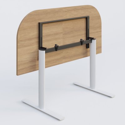 [Pas de famille] - [Pas de sous famille] - Module d'extrémité gamme Pure 145-70 cm. Plateau Noyer et pietement Blanc.