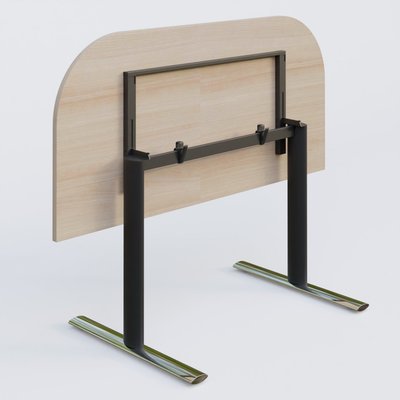 [Pas de famille] - [Pas de sous famille] - Module d'extrémité gamme Pure 145-70 cm. Plateau Acacia et pietement Noir/Chrome.