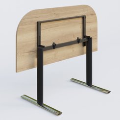 [Pas de famille] - [Pas de sous famille] - Module d'extrémité gamme Pure 145-70 cm. Plateau Chêne naturel et pietement Noir/Chrome.
