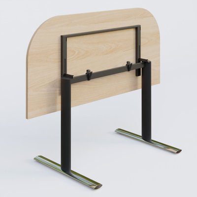 [Pas de famille] - [Pas de sous famille] - Module d'extrémité gamme Pure 145-70 cm. Plateau Hêtre et pietement Noir/Chrome.
