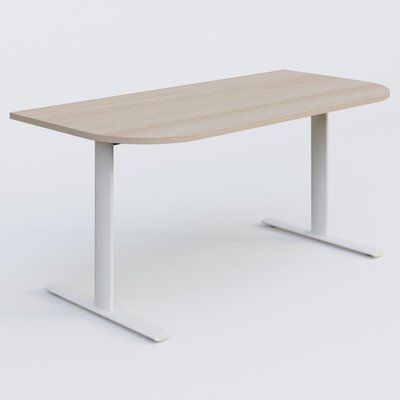[Pas de famille] - [Pas de sous famille] - Module d'extrémité gamme Pure 165-80 cm. Plateau Acacia et pietement Blanc.