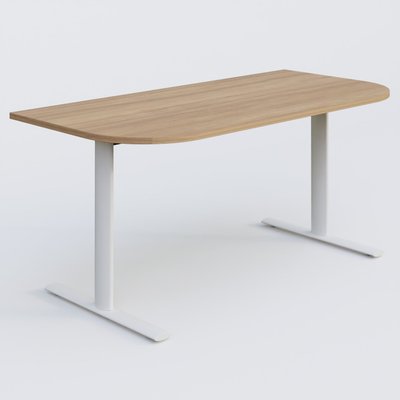 [Pas de famille] - [Pas de sous famille] - Module d'extrémité gamme Pure 165-80 cm. Plateau Noyer et pietement Blanc.