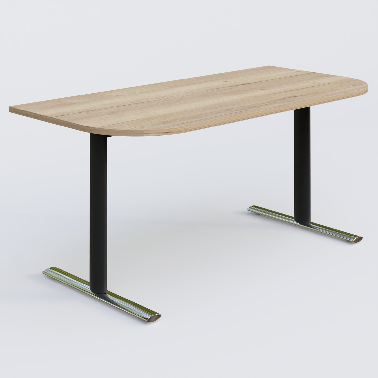 Module d'extrémité gamme Pure 165-80 cm. Plateau Chêne naturel et pietement Noir/Chrome.