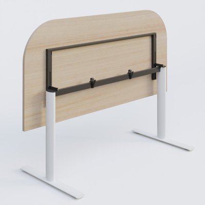 [Pas de famille] - [Pas de sous famille] - Module d'extrémité gamme Pure 165-80 cm. Plateau Acacia et pietement Blanc.