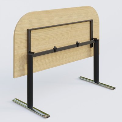 PURE - TABLES ABATTANTES - Module d'extrémité gamme Pure 165-80 cm. Plateau Chêne clair et pietement Noir/Chrome.