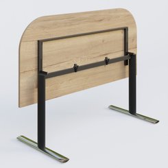 [Pas de famille] - [Pas de sous famille] - Module d'extrémité gamme Pure 165-80 cm. Plateau Chêne naturel et pietement Noir/Chrome.