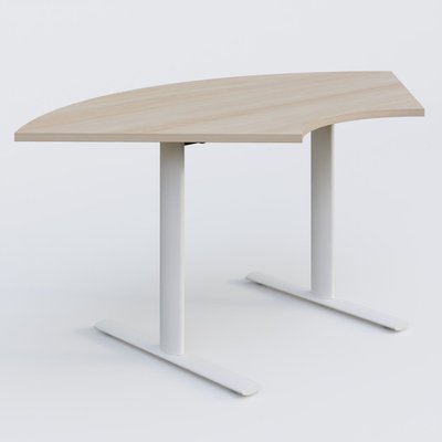 [Pas de famille] - [Pas de sous famille] - Module 1/4 de couronne gamme Pure 120-120 cm. Plateau Acacia et pietement Blanc.