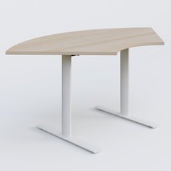 [Pas de famille] - [Pas de sous famille] - Module 1/4 de couronne gamme Pure 120-120 cm. Plateau Acacia et pietement Blanc.